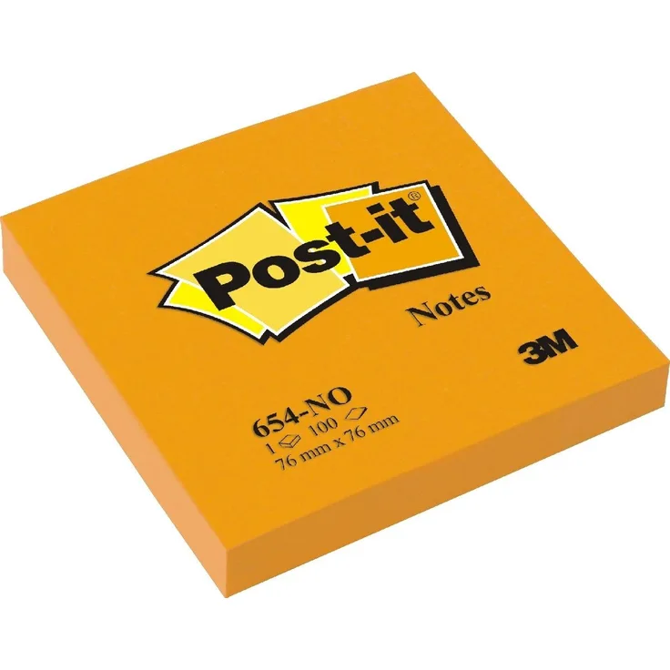 Post-it Notes Haftnotizblock 76x76mm, neonorange, 100 Blatt, selbsthaftend und rückstandsfrei ablösbar