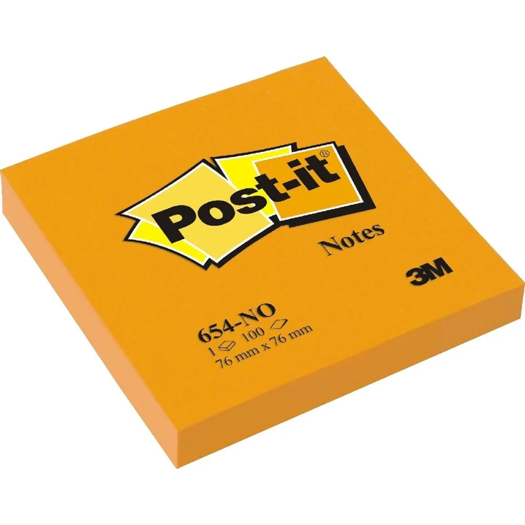 Post-it Notes Haftnotizblock 76x76mm, neonorange, 100 Blatt, selbsthaftend und rückstandsfrei ablösbar
