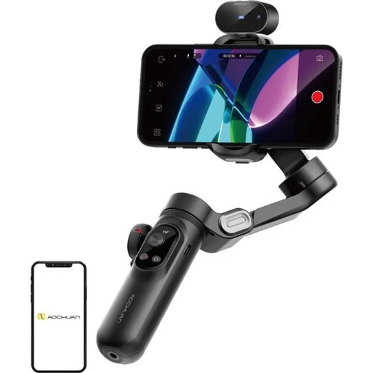 AOCHUAN X Pro Gimbal, 3-Achsen Bildstabilisierung mit AI Sensor und Gestensteuerung, schwarz