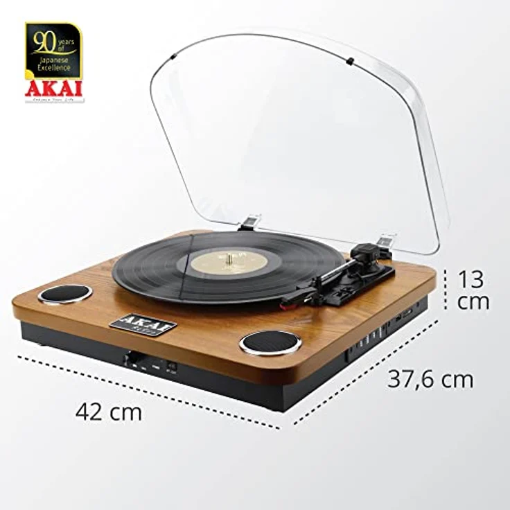 Akai Professional Gramophonas Akai ATT-11BTN Retro (Manuell), Plattenspieler, Braun, Schwarz, Transparent – Bild 3