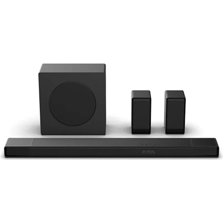 Hisense AX5140Q Soundbar 5.1.4, 600 W, 13 Lautsprecher, Subwoofer, kabellose Rücklautsprecher, Dolby Atmos, DTS:X, automatische Raumkalibrierung