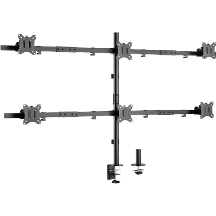 SpeaKa Professional SP-MM-1010 Monitorhalterung für bis zu 6 Monitore, VESA-kompatibel, Tischmontage, max. 81,3 cm (32 Zoll), Schwarz – Bild 2