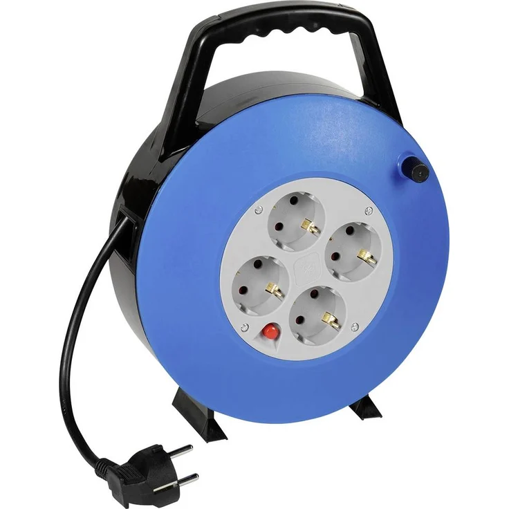 Vivanco VVELBOB10MT Kabeltrommel 10m Schwarz, 4 Schuko-Steckdosen, Thermoschutz, bruchsicheres Gehäuse, 3000 W, 16 A, 230 V