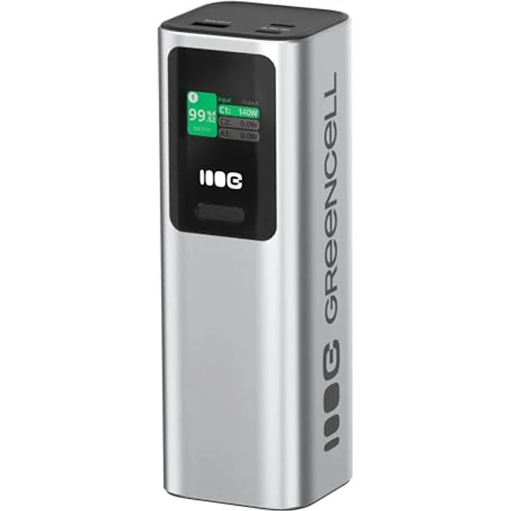 Green Cell PowerPlay Ultra Powerbank 25200mAh, 140W, USB-C PD, Schnellladung für Laptop, MacBook, iPhone 17/16/15 Pro Max, LCD Display, externes Ladegerät für Geräte mit hohem Strombedarf – Bild 1