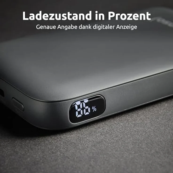 Intenso S10000 Lithium Polymer Powerbank mit 10.000 mAh, Grau, schnelle Ladeleistung bis 20 W, integriertes USB-C-Kabel, LCD-Anzeige – Bild 7