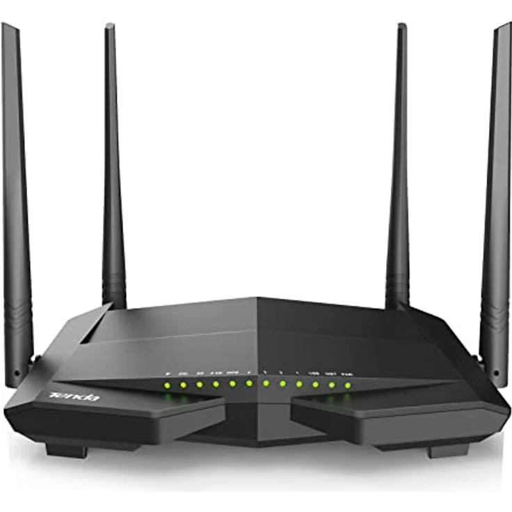 Tenda V12 Modem Router(AC1200 300 Mbit/s bei 2,4GHz + 867 Mbit/s bei 5GHz, 3x Gigabit-LAN-Port +1x Gigabit-WAN) Beamforming, Unterstütztes VPN/IPTV/IPv6/ WPS|100-240V |50/60Hz ≤ 18 W Leistungsaufnahme – Bild 1