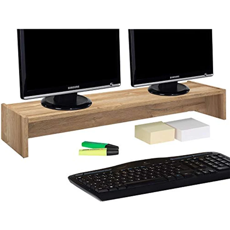 CARO-Möbel Monitorständer ZOOM, Bildschirmerhöhung für 2 Monitore, melaminharzbeschichtete Spanplatte, 100 cm breit, kratzfest und pflegeleicht – Bild 2