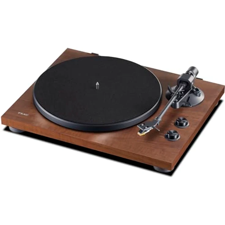 Teac TN-280BT(WA) Hifi Plattenspieler mit Bluetooth Sender für Lautsprecher und Kopfhörer, (Aluminium-Druckgussplatte, Riemenantrieb, MM Phono-Vorverstärker, High-Density MDF-Gehäuse), Schwarz (braun) – Bild 2