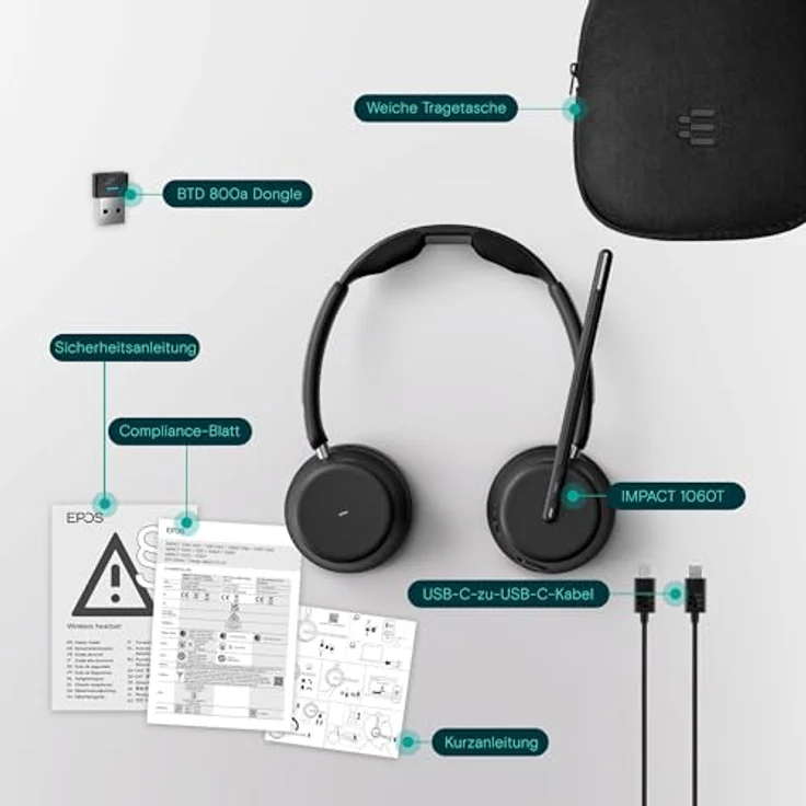 EPOS IMPACT 1060T Professionelles Büro Kabelloses Headset - Beidseitig, Super Wideband, BrainAdapt Komfort – Bild 5