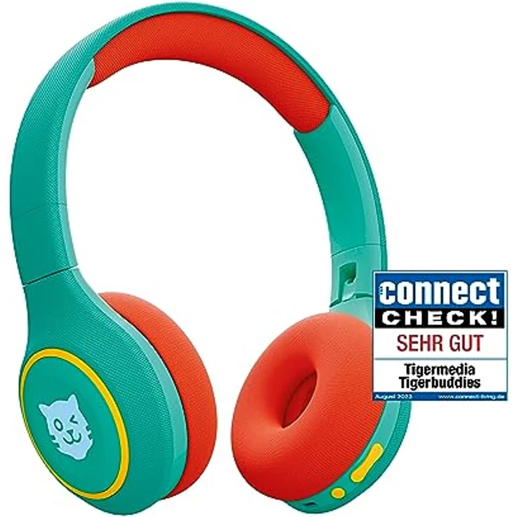 tigermedia tigerbuddies Kinderkopfhörer grün on-Ear Bluethooth AUX Lautstärkebegrenzung Stereo Sound Premium-Qualität perfekt für tigerbox, 145x191.5x76.5mm – Bild 1