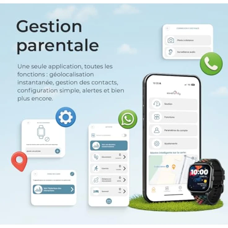 Save Family Savefamily Slim Smartwatch 4G Black, GPS-fähige Smartwatch mit 1,28-Zoll-Touchscreen, wasserdicht (IP67), integrierte Kamera, 550 mAh Akku – Bild 5