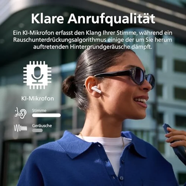 Philips True Wireless In-Ear-Kopfhörer TAT2520WT/00, ANC, 19,5 h Akkulaufzeit, IPX4, Bluetooth 5.4, Weiss – Bild 3