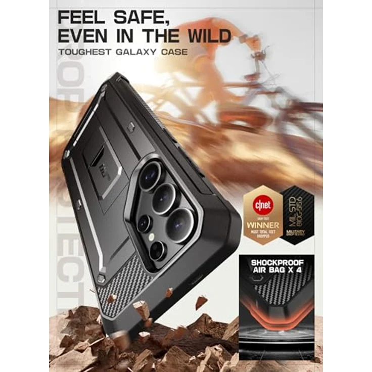 Supcase Unicorn Beetle Pro, Smartphone Hülle für Samsung Galaxy S25 Ultra, stossfest, Schwarz, mit Bildschirmschutz und integriertem Ständer – Bild 3