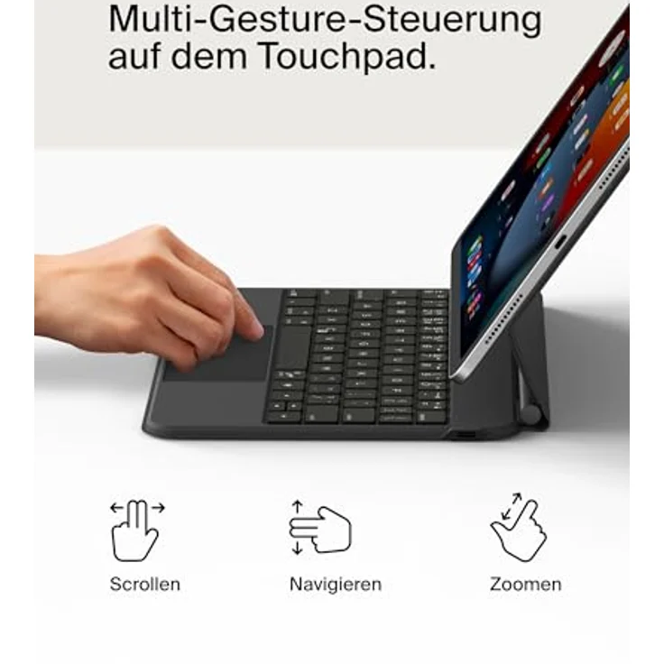 Belkin Pro Bluetooth-Tastatur mit Hülle und magnetischem Ständer, iPad Tastatur, Multi-Gesture-Steuerung, magnetische Befestigung des Apple Pencil, Multimedia-Tasten, iPad Air 10,9"/iPad Pro 11", schwarz – Bild 3