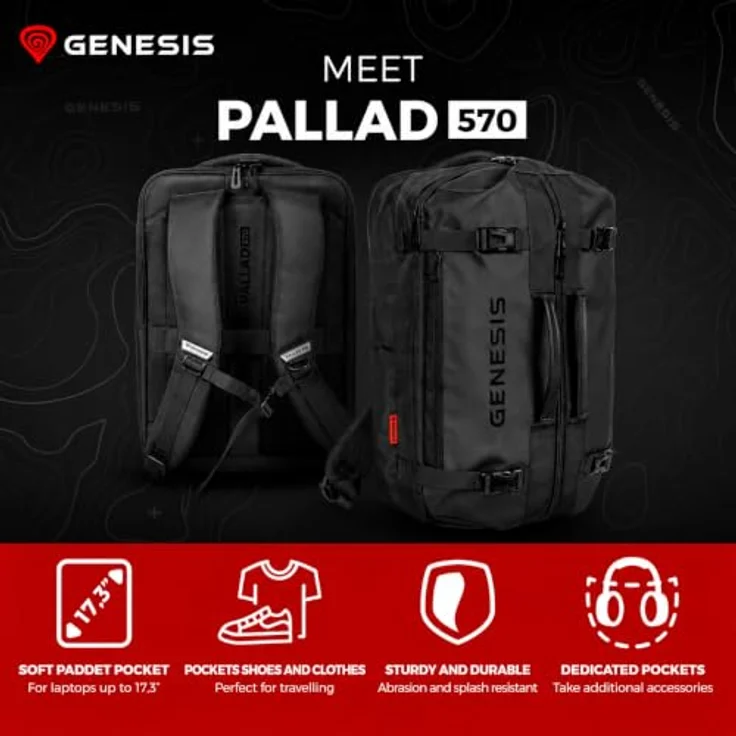 Genesis Pallad 570, Notebook-Rucksack für 17.3 Zoll Laptops, Schwarz – Bild 3