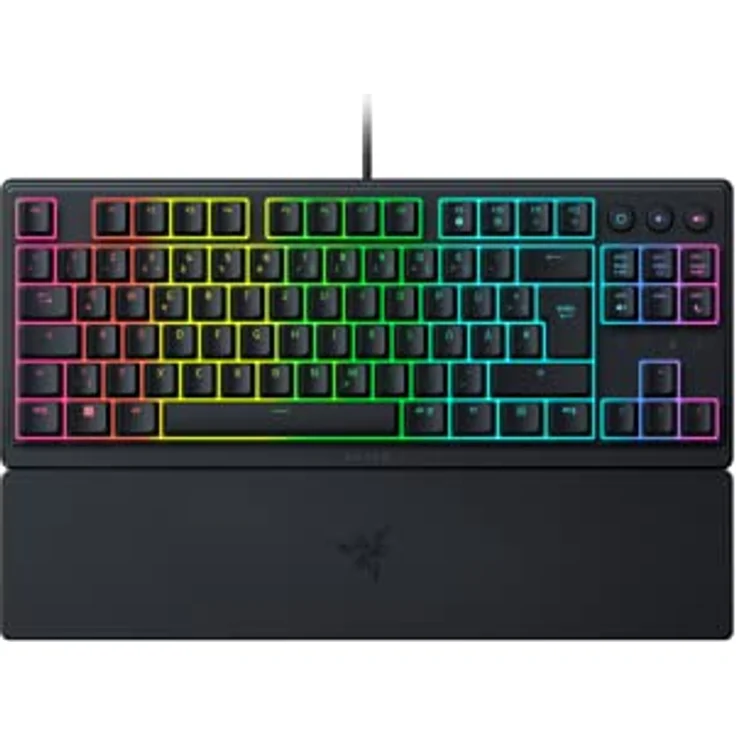 Razer Ornata V3 Tenkeyless - Kompakte Flache Gaming-Tastatur (Mecha-Membran-Switches, Tastenkappen mit Anti-UV-Beschichtung, Beleuchtete Separate Medientasten) QWERTZ DE-Layout | Schwarz – Bild 1