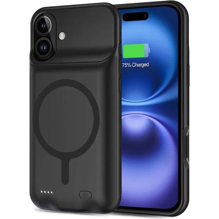 TechProtect Powercase Magsafe 7000Mah Iphone 16 Schwarz - Integrierter Akku, Magsafe-Technologie
