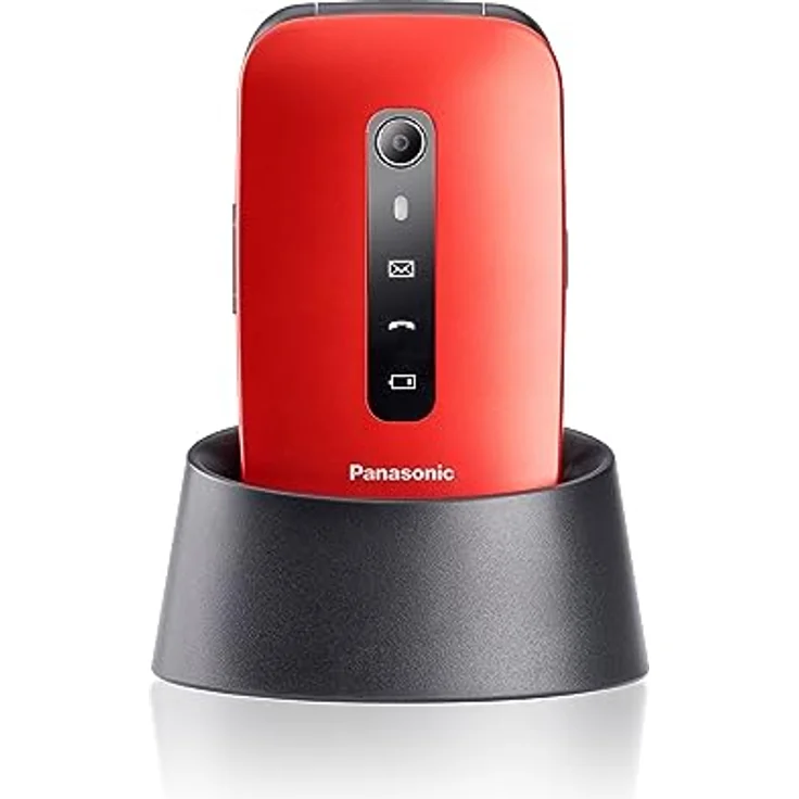 Panasonic KX-TU550EXR 4G Essentials Clamshell Handy für Senioren, 1,2 MP Kamera, Seniorentelefon mit großem 2,8 Zoll Display, 300 Stunden Standby-Zeit, Rot – Bild 1
