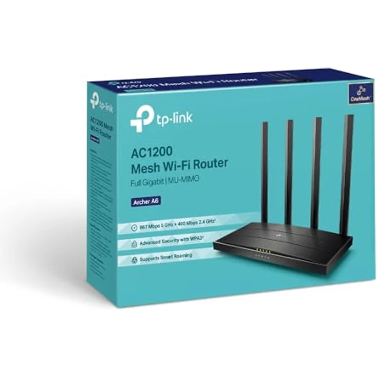 TP-Link Archer A6, Dual-Band Router mit bis zu 1200 Mbit/s, 4-Port Gigabit Switch, MU-MIMO und Beamforming, Schwarz – Bild 7
