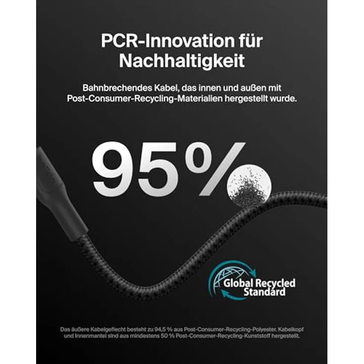 Belkin CAB026hq1M, geflochtenes USB-C auf Micro-USB-Kabel, 1 m, bis zu 15 W Ladeleistung, universelle Kompatibilität – Bild 4