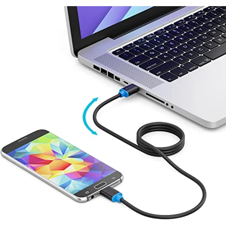 deleyCON 1m Micro USB 3.0 Datenkabel bis zu 5 Gbit/s Ladekabel für Handy Smartphone Tablet Externe Festplatten - USB A-Stecker zu Micro B-Stecker Schwarz – Bild 3