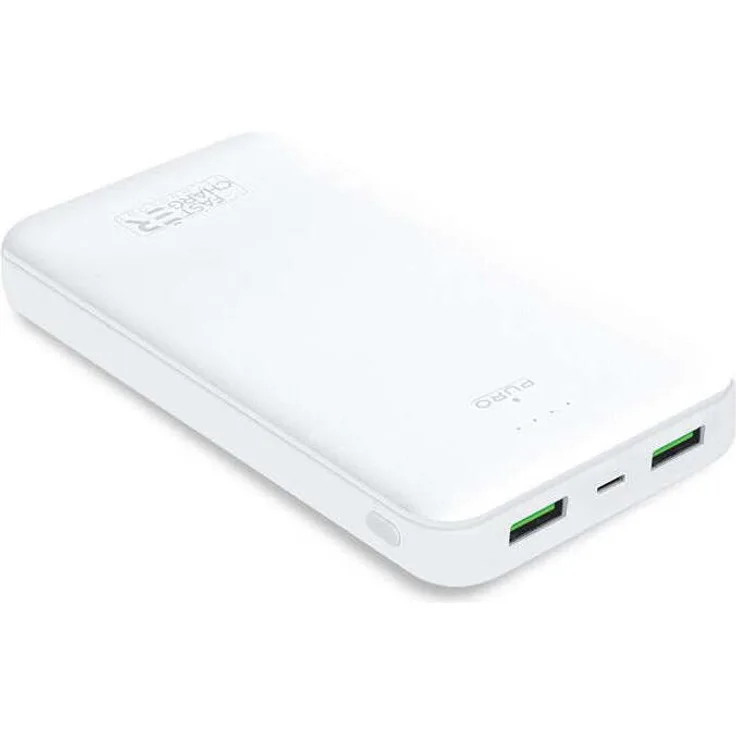 PURO White Fast Charger Power Bank – Powerbank für Smartphones und Tablets 20000 mAh, 2xUSB-A + 1xUSB-C