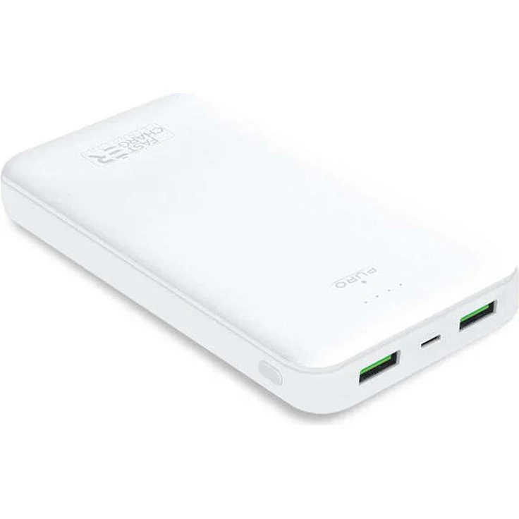 PURO White Fast Charger Power Bank – Powerbank für Smartphones und Tablets 20000 mAh, 2xUSB-A + 1xUSB-C