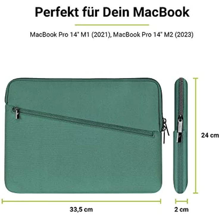 Artwizz Neoprene Sleeve PRO kompatibel mit MacBook Pro 14 (M3/M2/M1), Jungle Flower, 14 Zoll, Schutzhülle mit Zubehör-Fach – Bild 4