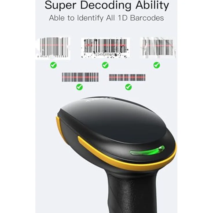 Inateck BCST-21 Black, Barcodescanner für 1D-Barcodes mit Bluetooth-Konnektivität, 100 m Reichweite, 2000 mAh Akku, schwarz – Bild 2