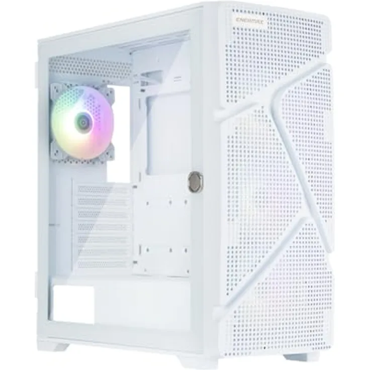 Enermax MarbleShell MS31 ARGB, weißes Tempered Glass Midi-Tower PC-Gehäuse mit 4x PWM 120mm ARGB-Lüftern und USB 3.2 Typ C