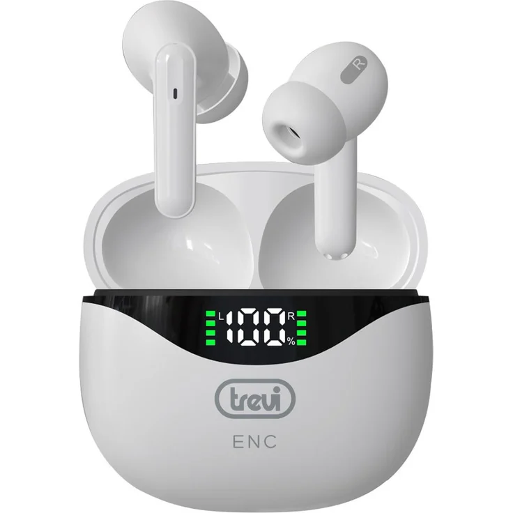 Trevi HMP 12E40 ENC, kabellose In-Ear Kopfhörer mit Umweltgeräuschreduzierung, Weiß, integriertes Mikrofon und Touch-Steuerung