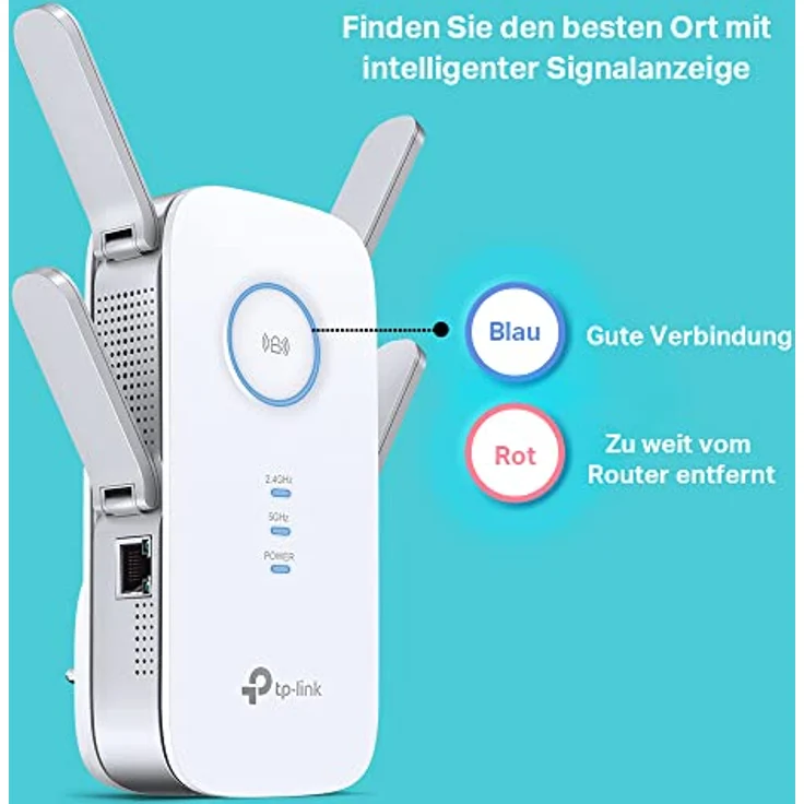 TP-Link RE655 WLAN Verstärker Repeater AC2600 (Dual-WLAN AC + N, 1733 MBit/s 5GHz + 800MBit/s 2,4GHz, Gigabit-LAN-Port, App Steuerung, maximale Abdeckung, kompatibel zu allen WLAN Geräten) – Bild 5