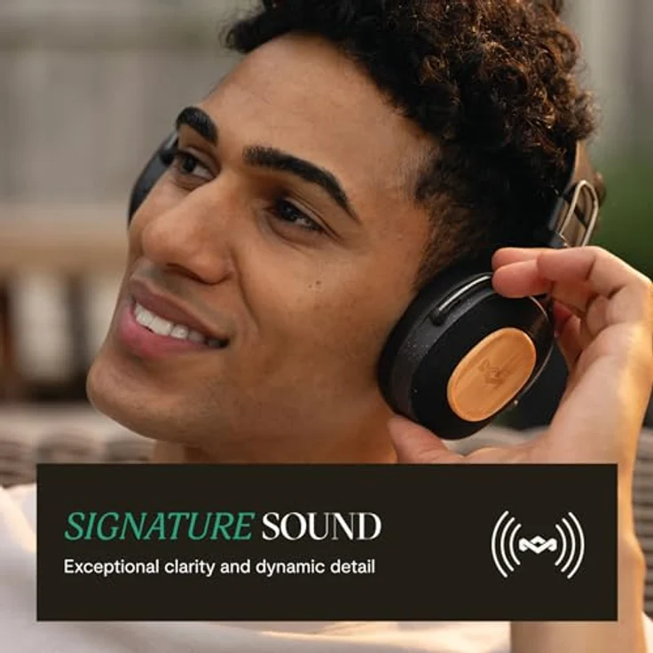 House of Marley Positive Vibration Riddim, kabellose On-Ear Bluetooth Kopfhörer mit 50 Std. Spielzeit, faltbar, Mikrofon und USB-C Schnellladung, aus nachhaltigen Materialien, Schwarz – Bild 2