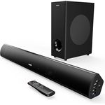 MAJORITY Teton Plus Bluetooth Soundbar für TV Geräte | 180W 2.1 Heimkino Soundsystem für Fernseher mit Kabellos 5.25" Subwoofer | HDMI ARC Eingang, Benutzerdefinierter EQ & Inklusive Fernbedienung, Schwarz