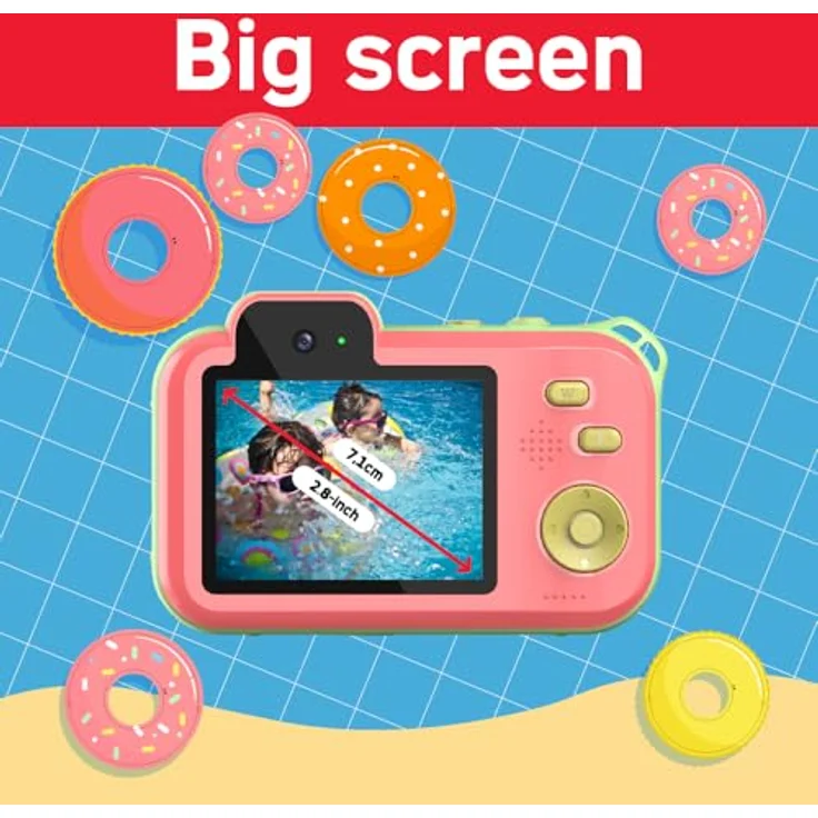 AgfaPhoto Realikids Cam Waterproof 2, wasserdichte Kinderkamera mit 12 MP, HD-Video, Selfiemodus, integrierten Spielen und Lithium-Akku – Rot – Bild 2