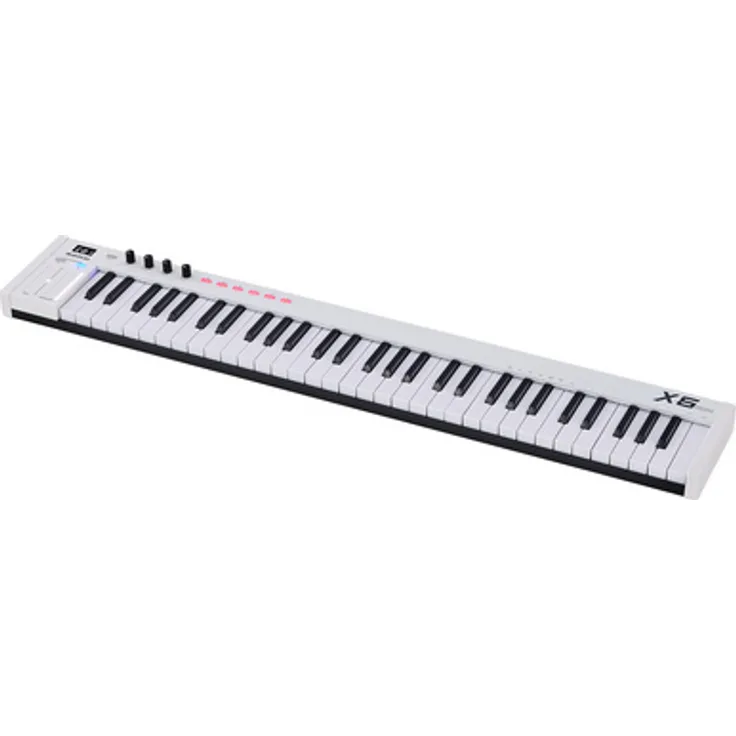 Midiplus X6 mini, USB MIDI-Controller mit 61 anschlagdynamischen Mini-Tasten, Pitch Bend und Modulation Touch-Strips, 4 programmierbaren Drehreglern, MIDI Out und Plug&Play für Mac und PC