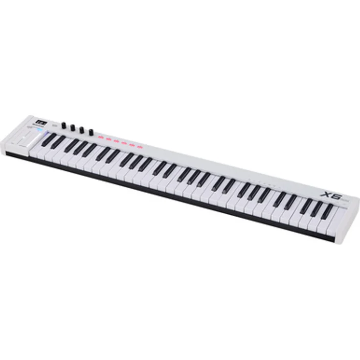 Midiplus X6 mini, USB MIDI-Controller mit 61 anschlagdynamischen Mini-Tasten, Pitch Bend und Modulation Touch-Strips, 4 programmierbaren Drehreglern, MIDI Out und Plug&Play für Mac und PC
