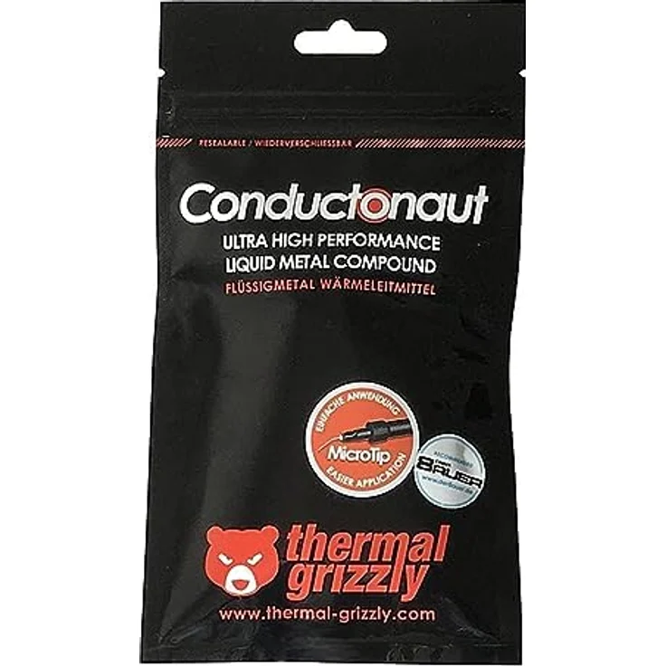 Thermal Grizzly - Conductonaut - Wärmeleitende Aluminiumpaste aus flüssigem Metall Nicht geeignet Große Kühlsysteme Flüssiges Metall zur Kühlung der CPU, GPU (1 Gramm) – Bild 5