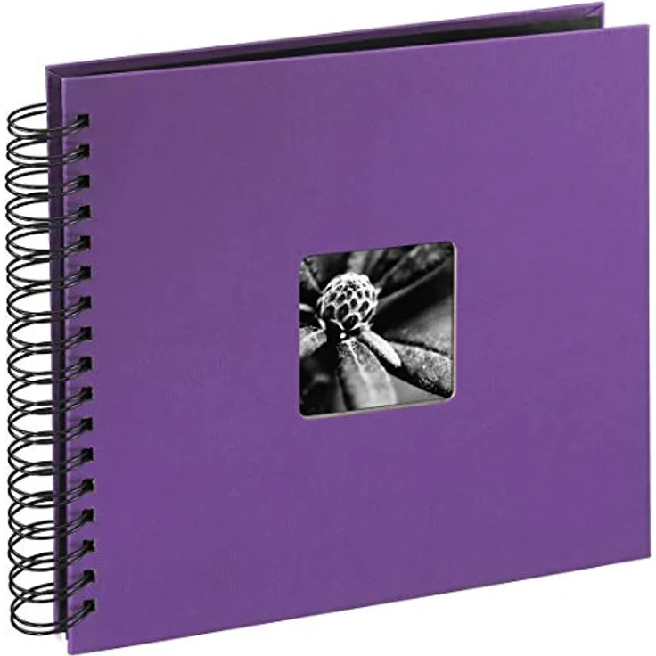 Hama Fotoalbum, 28 x 24 cm, 50 schwarze Seiten, 25 Blatt, mit Ausschnitt für Bildeinschub, Fotobuch lila – Bild 4