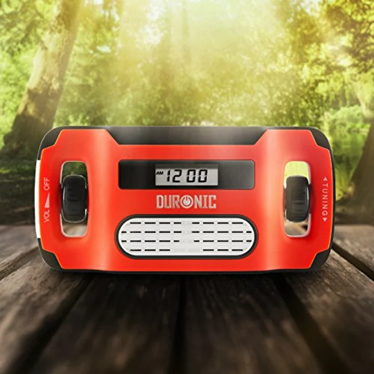 Duronic Apex Radio - Kurbel-Radio mit Taschenlampe und Wecker - Aufladbar mit Solar, Kurbel und USB - Notfallradio mit AM/FM Empfang - 7 Stunden Musik – Bild 2