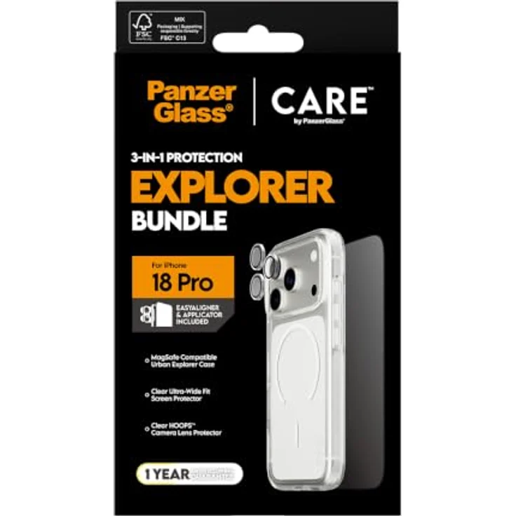 CARE by PanzerGlass Flagship 3-in-1 Bundle, Schutzset für Apple iPhone 18 Pro mit Hülle, Displayschutz und Kameraschutz, ultra-dünn, schwarz – Bild 3