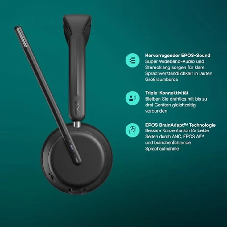EPOS IMPACT 1060T Professionelles Büro Kabelloses Headset - Beidseitig, Super Wideband, BrainAdapt Komfort – Bild 3