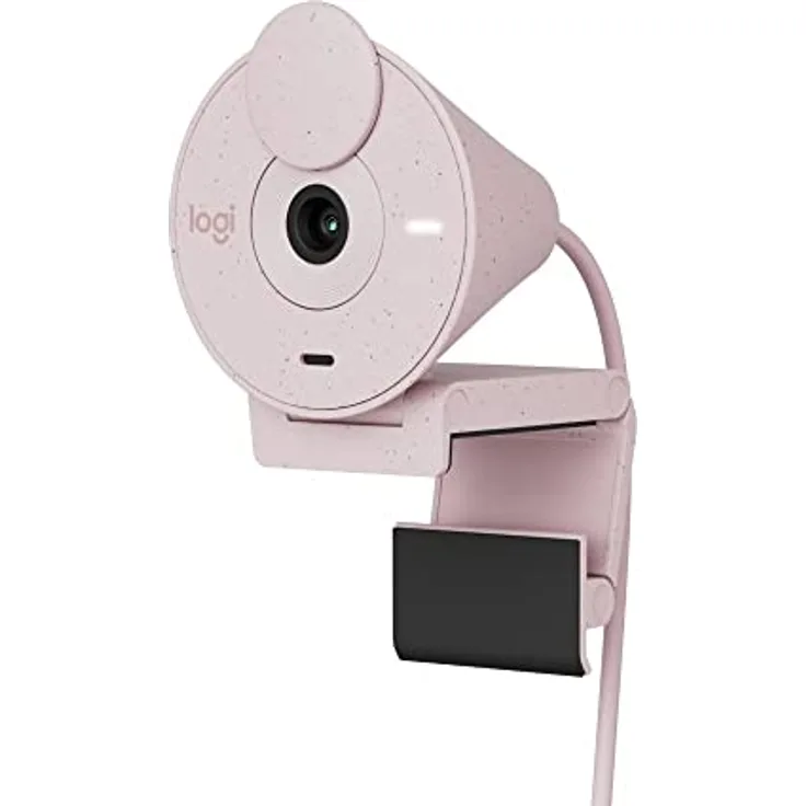 Logitech Brio 300 Full HD-Webcam mit Sichtschutz, Mikrofon mit Rauschunterdrückung, USB-C, Zertifiziert für Zoom, Microsoft Teams, Google Meet, Streaming, Automatische Lichtkorrektur - Rosa