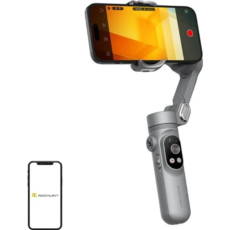 AOCHUAN X Gimbal (Grey), 3-Achsen-Bildstabilisierung mit intelligenter Gesichtsverfolgung und Gestensteuerung