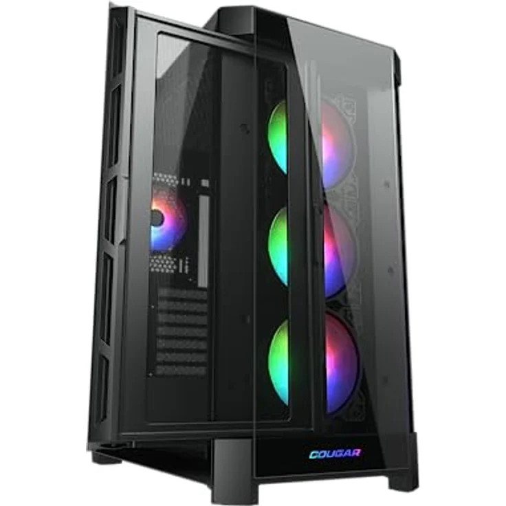 COUGAR DUOFACE PRO RGB Mid Tower PC Gehäuse mit 2 Frontplatten und RGB Lüftern (Schwarz) – Bild 2