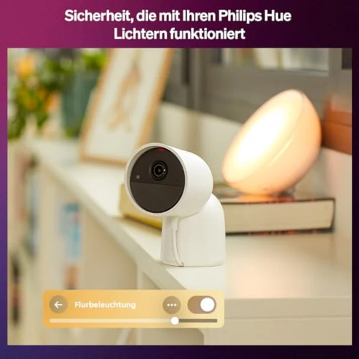Philips Hue Secure Kamera 2K Desktop, Netzwerkkamera mit intelligenter Bewegungserkennung, Weiss – Bild 4