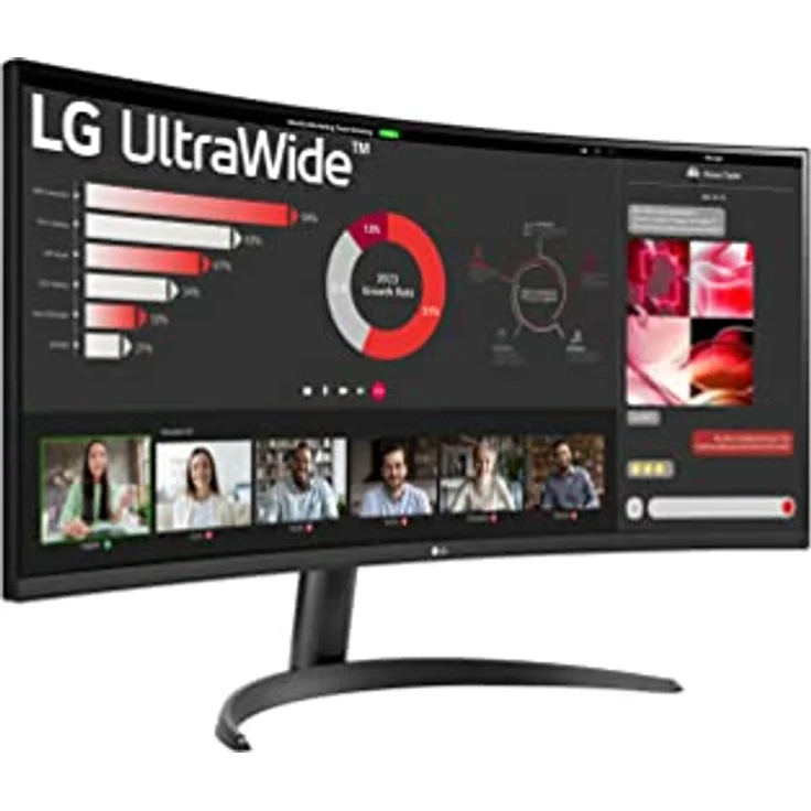 LG UltraWide 21:9 Curved QHD Monitor 34WR50QC-B - 34 Zoll, HDR10, PBP-Modus, AMD FreeSync, 100Hz, Schwarz – Bild 4