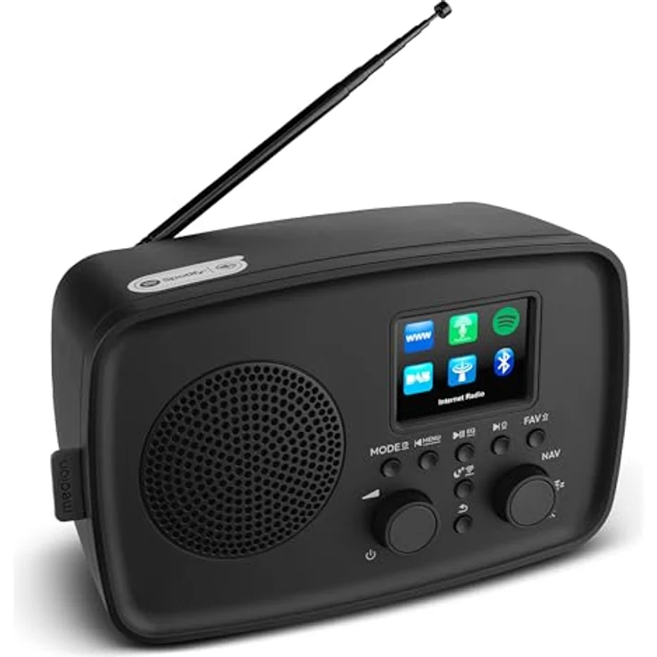 MEDION Internetradio IRE-1, DAB+ & WLAN, Bluetooth, spritzwassergeschützt, mit Wecker und Spotify Connect, schwarz – Bild 1