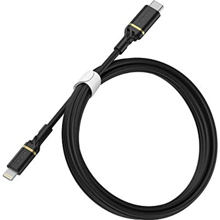 OtterBox verstärktes USB-C auf Lightning Kabel, Mfi zertifiziert, Schnelllade Kabel für iPhone und iPad, Ultra-Robust und getestet auf Biegsamkeit und Flexibilität, 1M, Schwarz