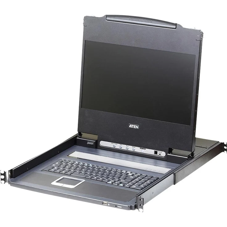 Aten CL6700MW, 17.3" Widescreen DVI/HDMI KVM Switch mit integrierter Tastatur und Touchpad, Schwarz